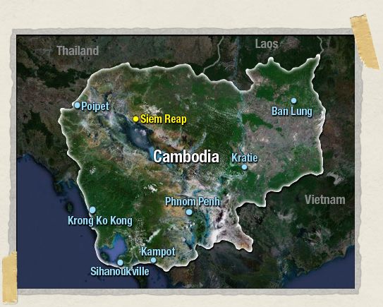 Siem Reap is located in the northern shore of Tonlé Sap Lake 'Siem Reap is located in the northern shore of Tonlé Sap Lake