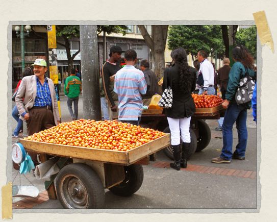 A typical scene on a corner in Bogota's business district 'A typical scene on a corner in Bogota's business district