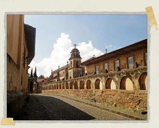 A centuries-old cobblestone street in the picturesque mountain town of Patzcuaro 'A centuries-old cobblestone street in the picturesque mountain town of Patzcuaro