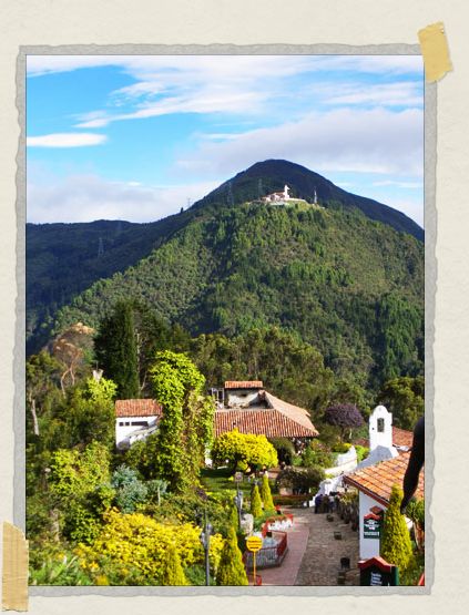 On top of Monserrate: the city is to the right in this photo (not pictured), while the Fallen Christ (the patch of white showing up against the dark mountain) is in the background 'On top of Monserrate: the city is to the right in this photo (not pictured), while the Fallen Christ (the patch of white showing up against the dark mountain) is in the background