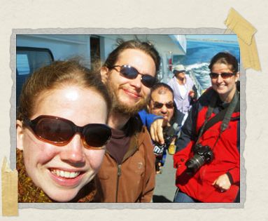 'On a whale watch in Cape Cod in September 2009 with our friends Bex and Andy from England